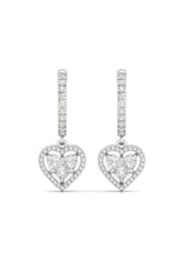 Round & Heart Illusion Cut Halo Diamond Yellow Gold Hoop Earring